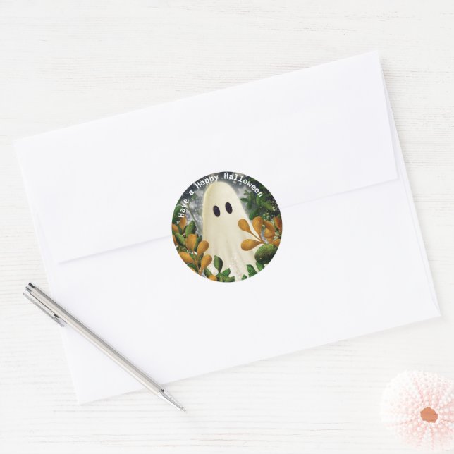Have a Happy Halloween Ghost  Classic Round Sticker (Envelope)