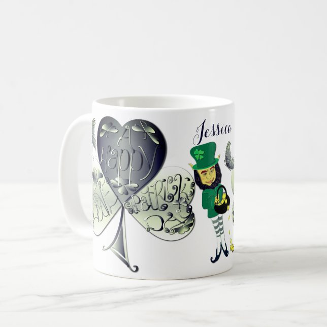 "Have a Happy St. Patrick's Day" Leprechaun Coffee Mug (Front Left)