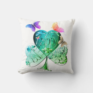 "Have a Happy St. Patrick's Day" Recoleta Shamrock Throw Pillow