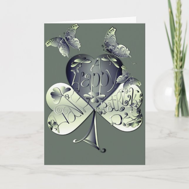 "Have a Happy St. Patrick's Day" Shamrock Holiday Card (Front)