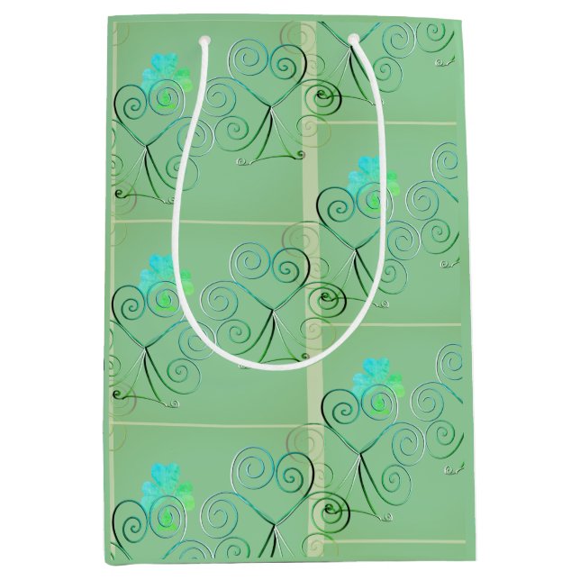 Have a Happy St Patrick's Day Shamrock Misty Green Medium Gift Bag (Front)