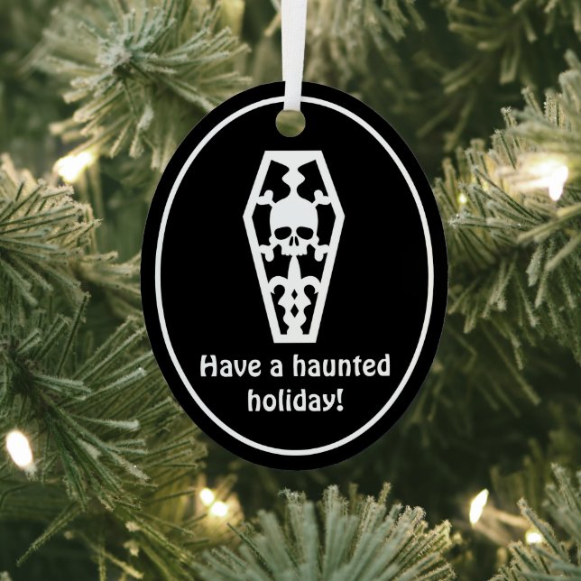 Have A Haunted Holiday Spooky Christmas Metal Ornament (Insitu)