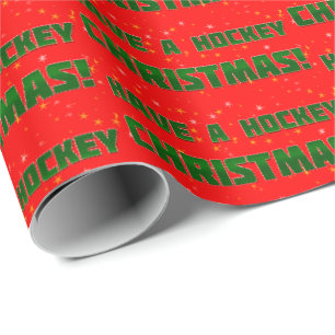 Have A Hockey Christmas Holiday Pattern Gift Wrap