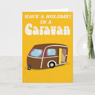 Have a Holiday in a Caravan vintage cartoon poster Card