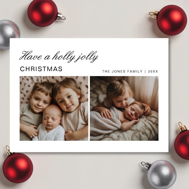 Have a Holly Jolly Christmas 2photo Family card (Creator Uploaded)