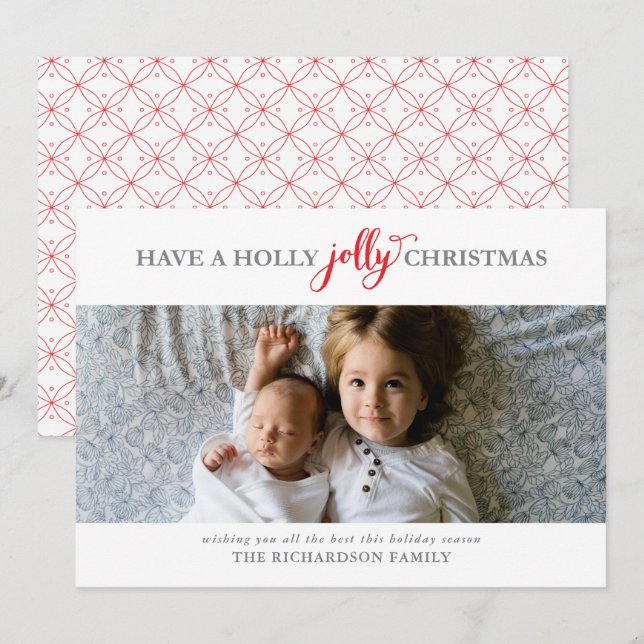 HAVE A HOLLY JOLLY CHRISTMAS FLAT PHOTO HOLIDAY CARD (Front/Back)