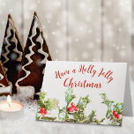 Have a Holly Jolly Christmas  Holiday Card<br><div class="desc">This photo captures the fun of Christmas with faux glitter holly leaves splashed across the front of the card as well as a border on the inside of the card. Have a Holly Jolly Christmas is displayed in a script font and can be customized to fit your own title. Inside...</div>
