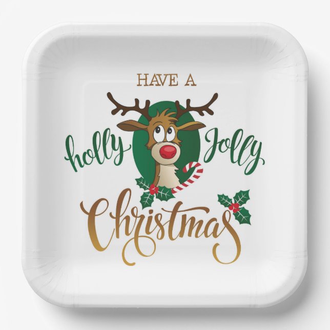 Have a Holly Jolly Christmas  Paper Plate (Front)