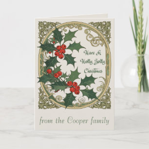 Have A Holly Jolly Christmas Vintage Vibe  Holiday Card
