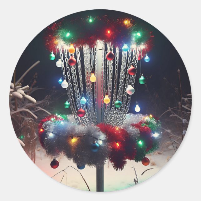 Have a Holly Jolly Disc-mas! Christmas Humour Classic Round Sticker (Front)