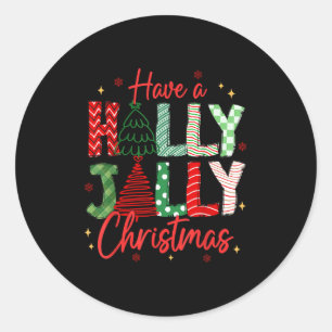 Have A Holly Xmas Jolly Christmas Coquette Vibes W Classic Round Sticker