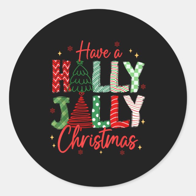 Have A Holly Xmas Jolly Christmas Coquette Vibes W Classic Round Sticker (Front)