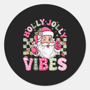 Have A Holly Xmas Jolly Christmas Coquette Vibes W Classic Round Sticker