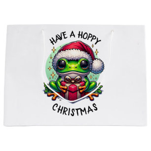 Have a Hoppy Christmas Frog Pun Large Gift Bag