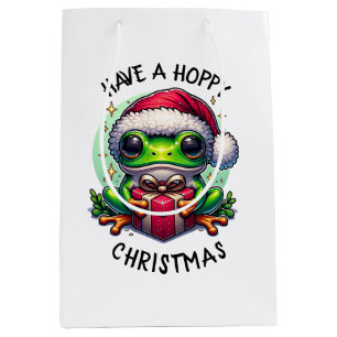 Have a Hoppy Christmas Frog Pun Medium Gift Bag