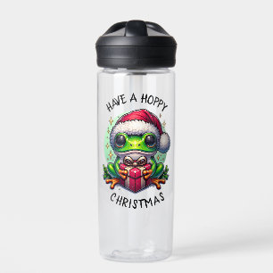 Have a Hoppy Christmas   Frog Pun Water Bottle
