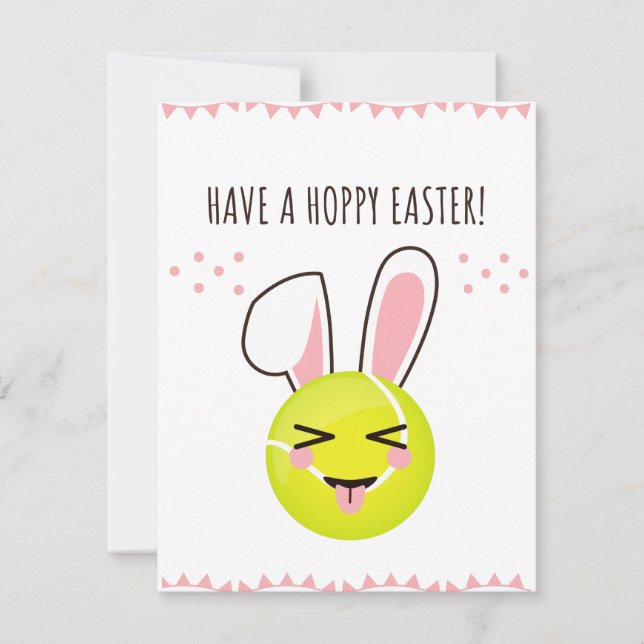 Have a Hoppy Easter Tennis Bunny Ball Cute Funny Holiday Card (Front)
