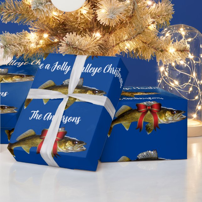 "Have a Jolly Walleye Christmas"  Wrapping Paper (Holidays)