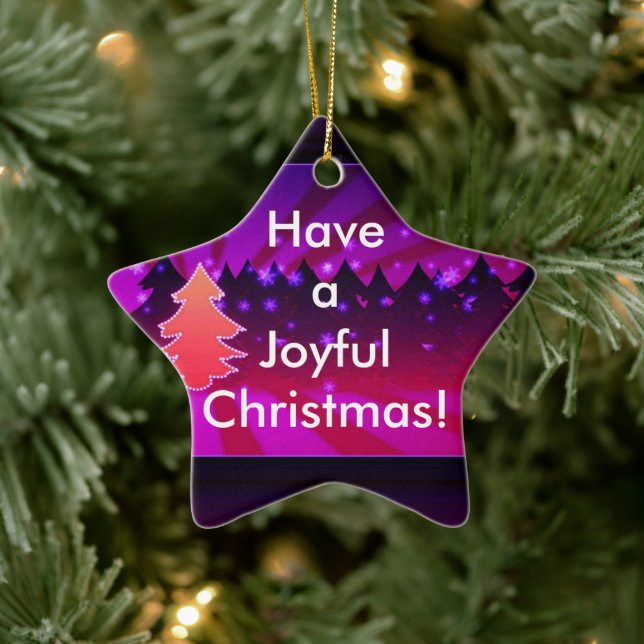 Have a Joyful Christmas Trees Purple Ornament (Tree)