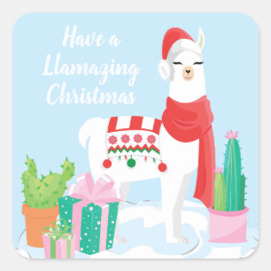 Have A Llamazing Christmas   Santa Llama Square Sticker