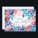 Have a lovely birthday! Garden Floral Blue Pink Card<br><div class="desc">A modern and beautiful birthday card featuring a romantic garden floral design. Perfect for any age birthday.</div>