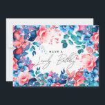 Have a lovely birthday! Garden Floral Blue Pink Card<br><div class="desc">A modern and beautiful birthday card featuring a romantic garden floral design. Perfect for any age birthday.</div>