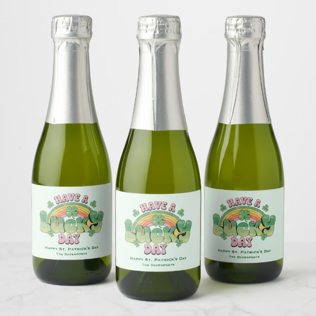 Have a Lucky Day Retro St. Patrick's Day Sparkling Wine Label (Bottles)