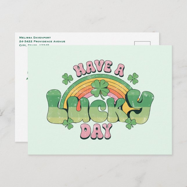 Have a Lucky Day Retro Style St. Patrick's Day Holiday Postcard (Front/Back)