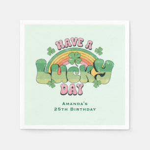 Have a Lucky Day Retro Typography Birthday Napkin