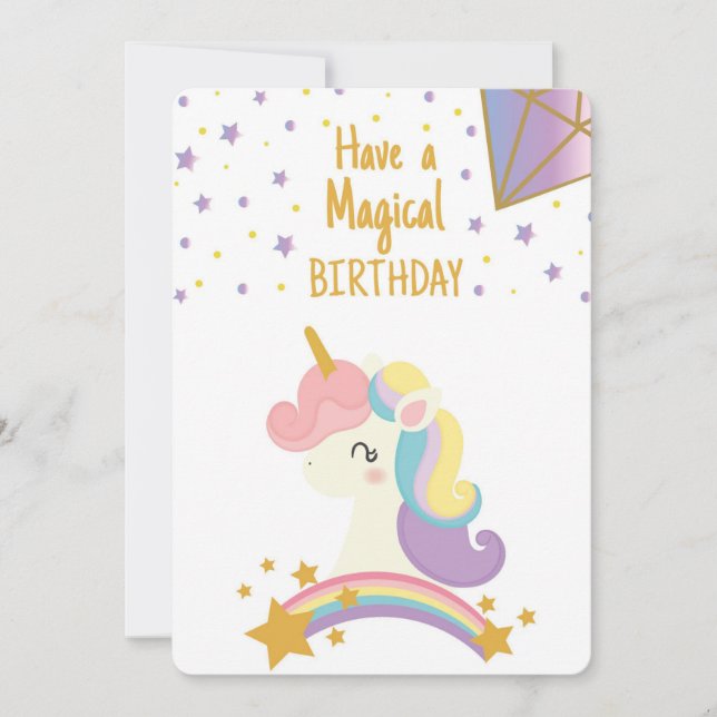 Have a Magical Birthday Unicorn  Holiday Card (Front)