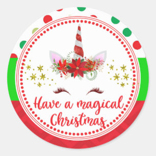 Have a Magical Christmas Holiday Card Circle Classic Round Sticker