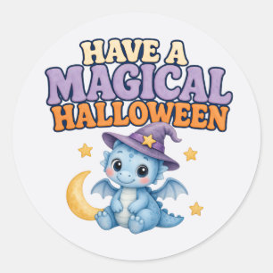 Have a Magical Halloween Blue Baby Dragon Classic Round Sticker