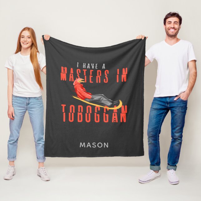 Have A Masters in Toboggan Winter Sports Adventure Fleece Blanket (In Situ)
