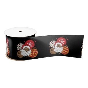 Have A Melanin Christmas Black Santa Claus Xmas Satin Ribbon