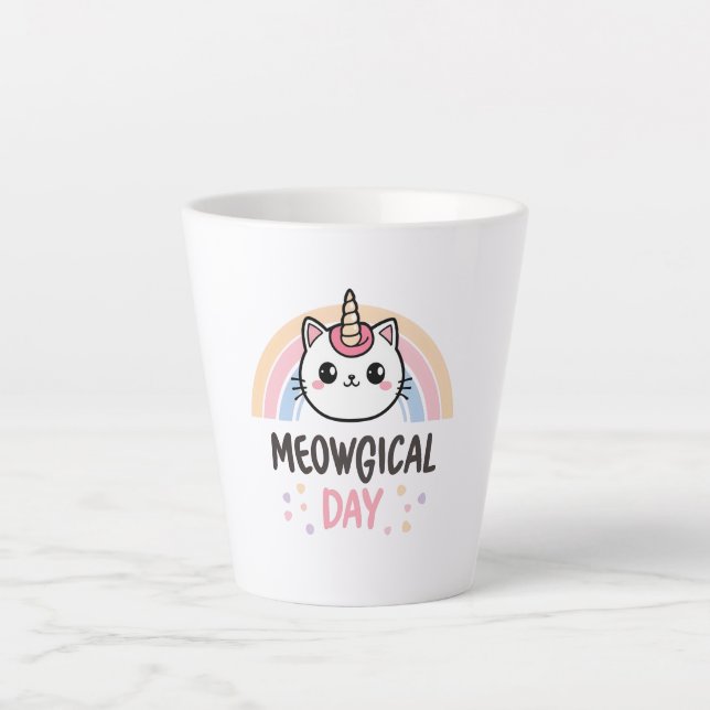 Have a "Meowgical Day" Cat Unicorn Latte Mug (Front)