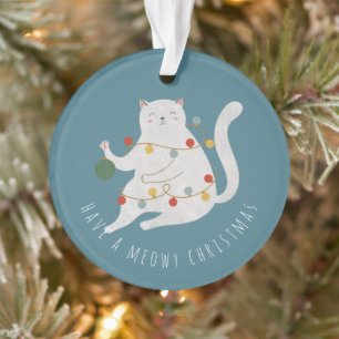 Have a Meowy Christmas Fairy Lights Cat Ornament