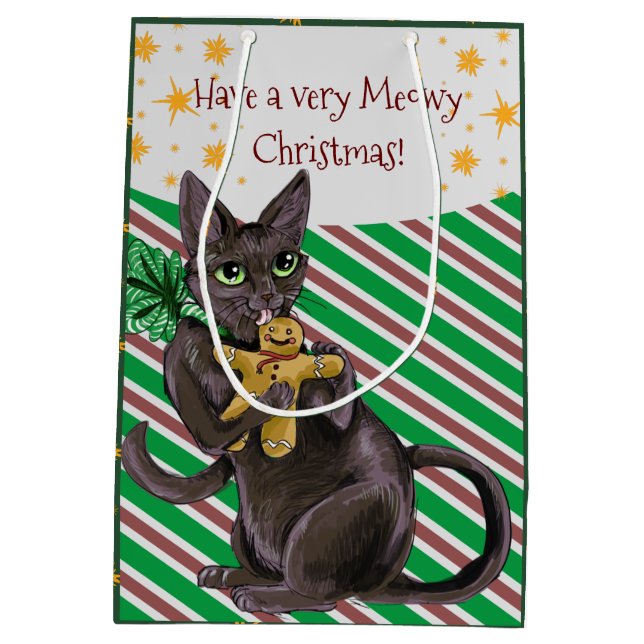Have a Meowy Christmas Kitties Medium Gift Bag (Back)