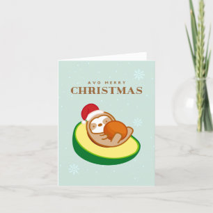 Have a Merry Christmas Avocado Sloth  Holiday Card