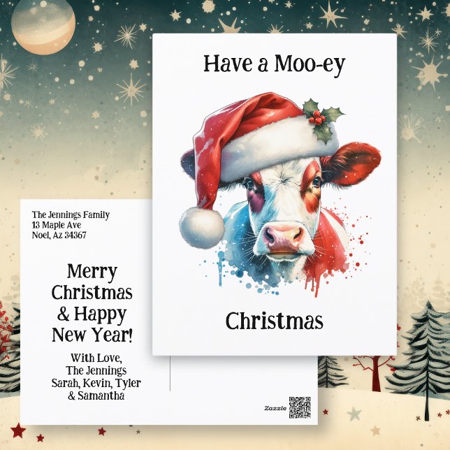 Have a Merry Christmas | Funny Cow in Santa Hat Postcard (Creator Uploaded)