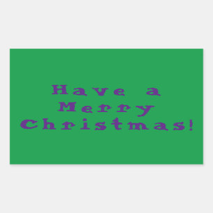 Have a Merry Christmas! Purple on Green background Sticker