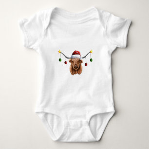 Have a Merry Hielan Coo Christmas Key Ring Baby Bodysuit