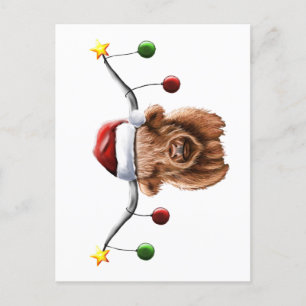 Have a Merry Hielan Coo Christmas Key Ring Postcard