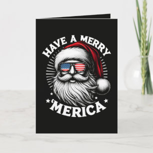Have A Merry Merica Patriotic Santa Claus Holiday Card