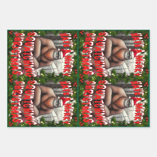 Have a Merry Squatching Christmas Wrapping Paper Sheet (Front)