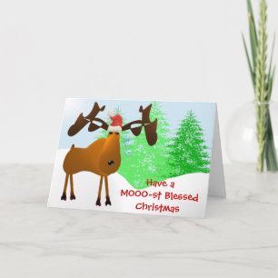 Have a MOOO-st Blessed Christmas Holiday Card