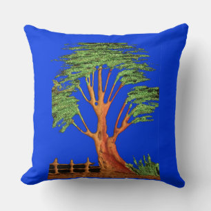 Have a Nice Day African ECO Blue Sky Acacia Tree Throw Pillow