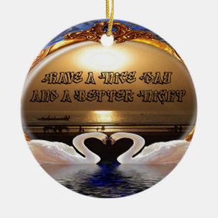 Have A Nice day and a Nice Night.silver Ceramic Ornament