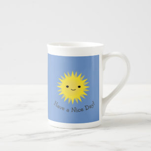 Have a nice day cute kawaii smiling sun bone china mug