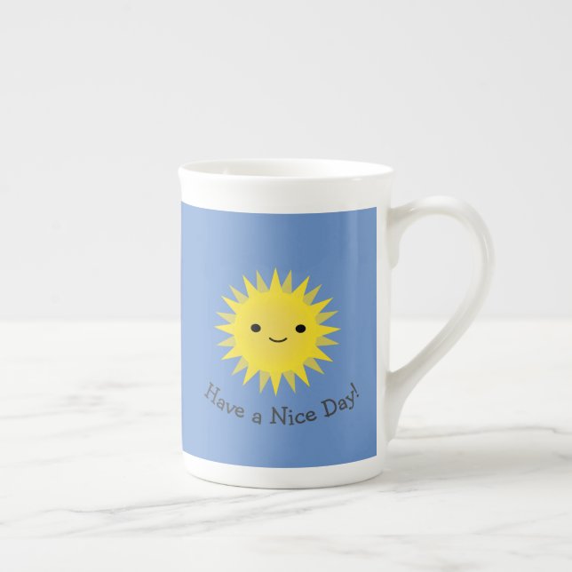 Have a nice day cute kawaii smiling sun bone china mug (Right)