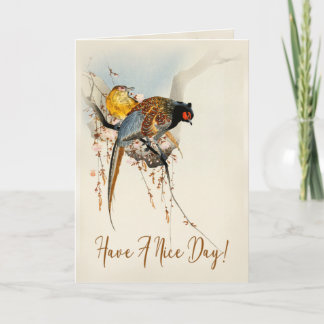 Have A Nice Day Japanese Vintage Pheasant Card